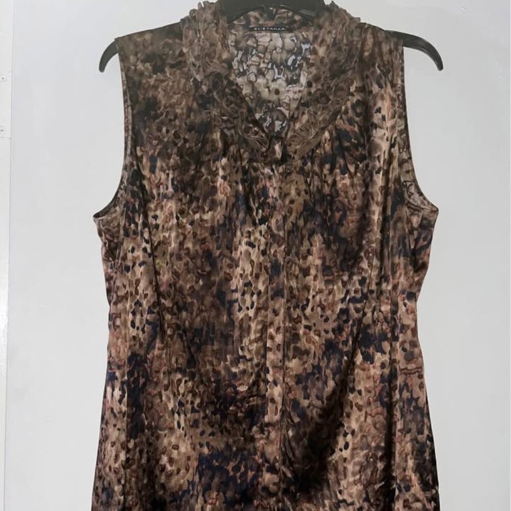 Elie Tahari Sleeveless Silk Blouse, Large